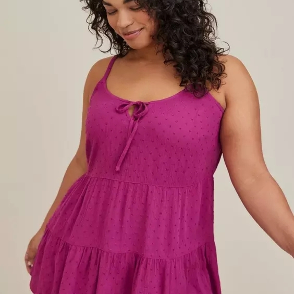 Torrid Pink Swiss Dot Tiered Cami Top Size 2 image 5
